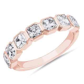 14k rose gold 7 stone asscher bezel diamond anniversary ring (1 3/4 carat total weight)