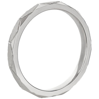 Platinum Stackable Raised Hexagon Lined Ring (2mm)