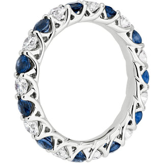 14k White Gold Tessere Alternating Sapphire and Diamond Eternity Ring (2.8mm)