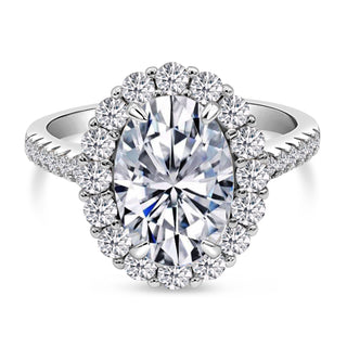 3.5 Ct. LGD Halo Engagement Ring in 14K White Gold