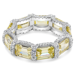 7 Ct. Simulated Cithrine Gemstone Ring Band in 14K Plated White Gold