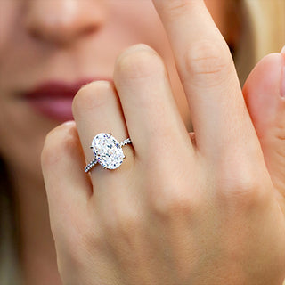 3.5 Ct. Lab Grown Diamond Pave Engagement Ring in 14K White Gold