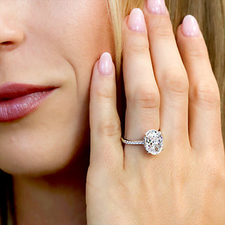 3.5 Ct. Lab Grown Diamond Pave Engagement Ring in 14K White Gold
