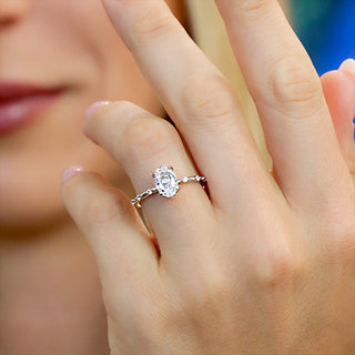 3.5 Ct. LGD Pave Engagement Ring in 14K White Gold