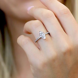 3.5 Ct. LGD Pave Engagement Ring in 14K White Gold