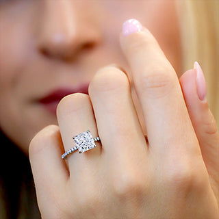 3.5 Ct. LGD Pavé Engagement Ring in 14K White Gold