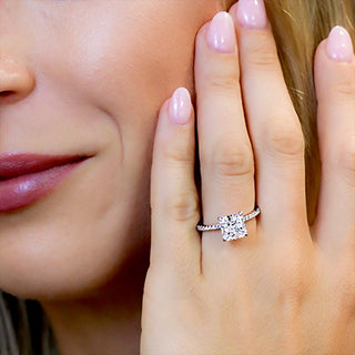 3.5 Ct. LGD Pavé Engagement Ring in 14K White Gold