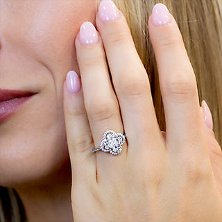 2.0 Ct. Lab Grown Diamond Clover Ring in 14K Plated White Gold