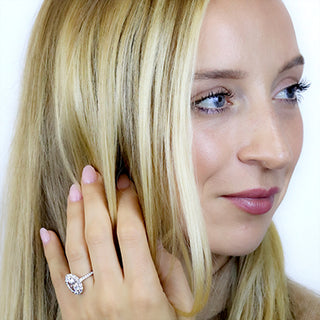3.5 Ct. LGD Halo Engagement Ring in 14K White Gold