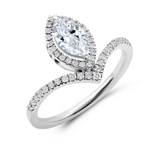0.798 CTW LGD Diamond Double V-Shaped Pave Engagement Ring | Neptunes Jewelry