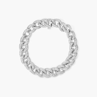 14K White Gold Pavé Diamond Curb Chain Bracelet