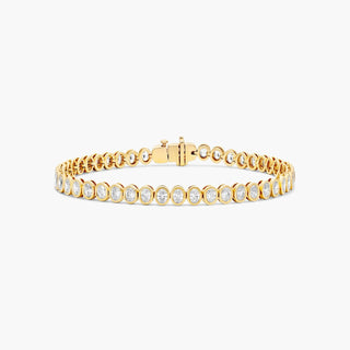 14K Yellow Gold Bezel Oval Cut Diamond Tennis Bracelet