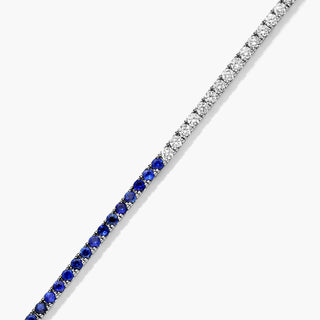14K White Gold Half And Half Sapphire And Diamond Tennis Bracelet