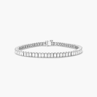 14K White Gold Emerald Shape Lab Created Diamond Tennis Bracelet (5.00 CTW - F-G / VS2-SI1)