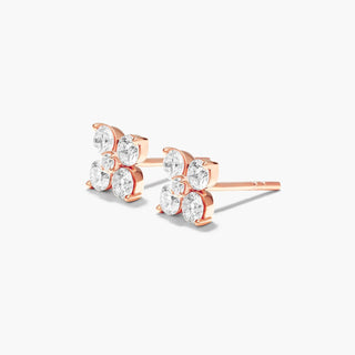 14K Rose Gold Blossom Lab-Created Diamond Stud Earrings