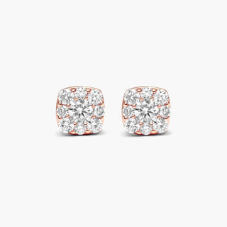 14K Rose Gold Lab-Created Diamond Cushion-Shaped Composite Stud Earrings