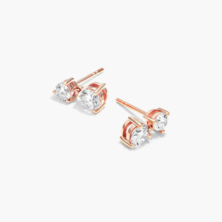 14K Rose Gold Lab-Created Diamond Drop Stud Earrings
