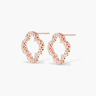 14K Rose Gold Lab-Created Diamond Open Clover Stud Earrings