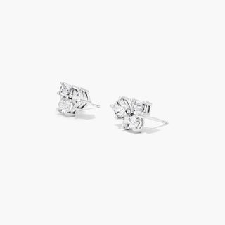 14K White Gold Fancy Cluster Lab-Created Diamond Earring