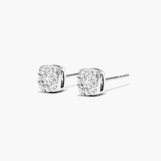 14K White Gold Lab-Created Diamond Cushion-Shaped Composite Stud Earrings