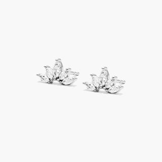 14K White Gold Wildflower Lab-Created Diamond Stud Earrings