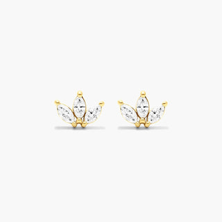 14K Yellow Gold Azalea Lab-Created Diamond Stud Earrings