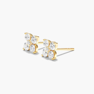 14K Yellow Gold Blossom Lab-Created Diamond Stud Earrings