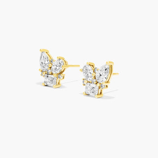 14K Yellow Gold Fancy Bouquet Lab-Created Diamond Earrings