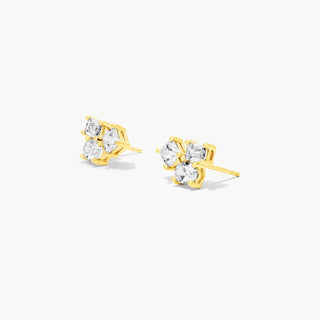 14K Yellow Gold Fancy Cluster Lab-Created Diamond Earring