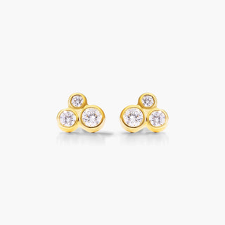 14K Yellow Gold Geometric Diamond Cluster Earrings