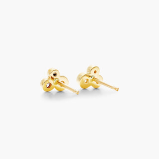 14K Yellow Gold Geometric Diamond Cluster Earrings