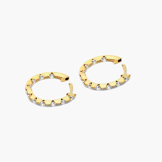 14K Yellow Gold Tension-Set Diamond Hoop Earrings By Brevani