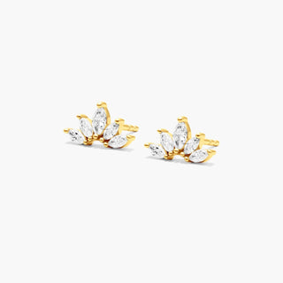 14K Yellow Gold Wildflower Lab-Created Diamond Stud Earrings