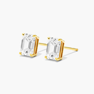 14K Yellow Gold Emerald Cut Lab Created Diamond Stud Earrings (2.00 CTW - F-G / VS2-SI1)