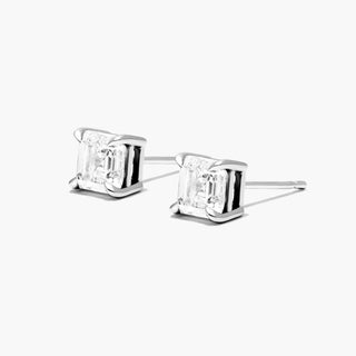 Platinum Asscher Cut Diamond Stud Earrings (0.25 CTW - H-I / SI1-SI2)