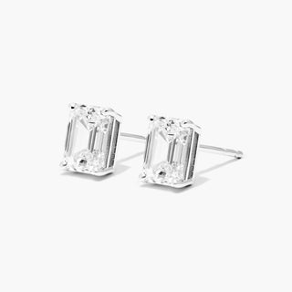 Platinum Emerald Cut Diamond Stud Earrings (2.00 CTW - H-I / SI1-SI2)