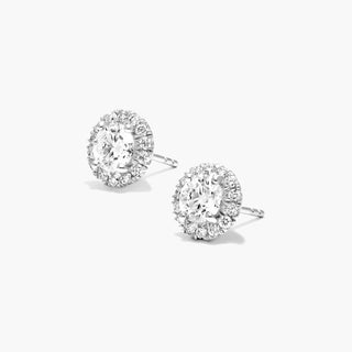 Platinum Halo Lab Created Diamond Stud Earrings (0.50 CTW - F-G / VS1-VS2)