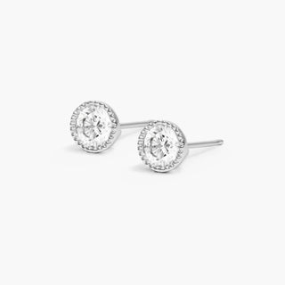 Platinum Milgrain Bezel Diamond Stud Earrings (0.25 CTW - H-I / SI1-SI2)