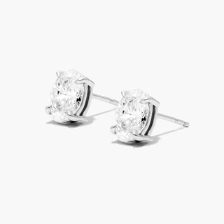 Platinum Oval Shape Diamond Stud Earrings (2.00 CTW - H-I / SI1-SI2)