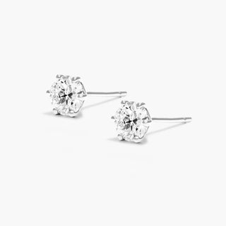 Platinum Six Prong Wire Basket Diamond Stud Earrings (0.25 CTW - H-I / SI1-SI2)