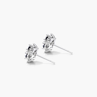 14K White Gold Blue And White Sapphire Flower Cluster Earrings