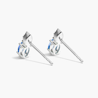 14K White Gold Blue Sapphire And Diamond Earring