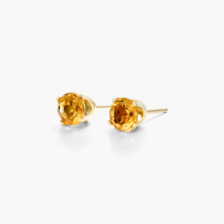 14K Yellow Gold Citrine Birthstone Earrings