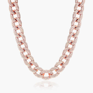 14K Rose Gold Pavé Diamond Curb Chain Necklace