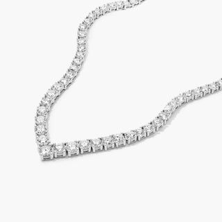 14K White Gold Chevron Lab-Created Diamond Tennis Necklace