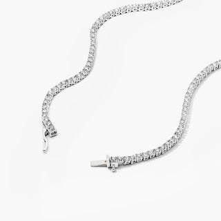 14K White Gold Chevron Lab-Created Diamond Tennis Necklace
