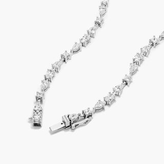 14K White Gold Fancy Array Lab-Created Diamond Tennis Necklace