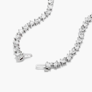 14K White Gold Fancy Mélange Lab-Created Diamond Tennis Necklace