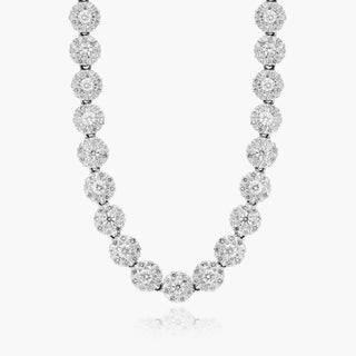 14K White Gold Lab-Created Diamond Peony Tennis Necklace