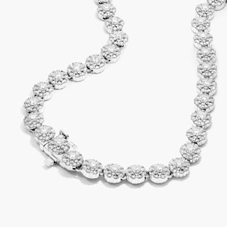 14K White Gold Lab-Created Diamond Peony Tennis Necklace